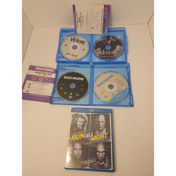 Blu-Ray DVD Bundle Of 6 Rated R Movies  Pre-Owned Venom Run All Night Bad Moms - Picture 8 of 9